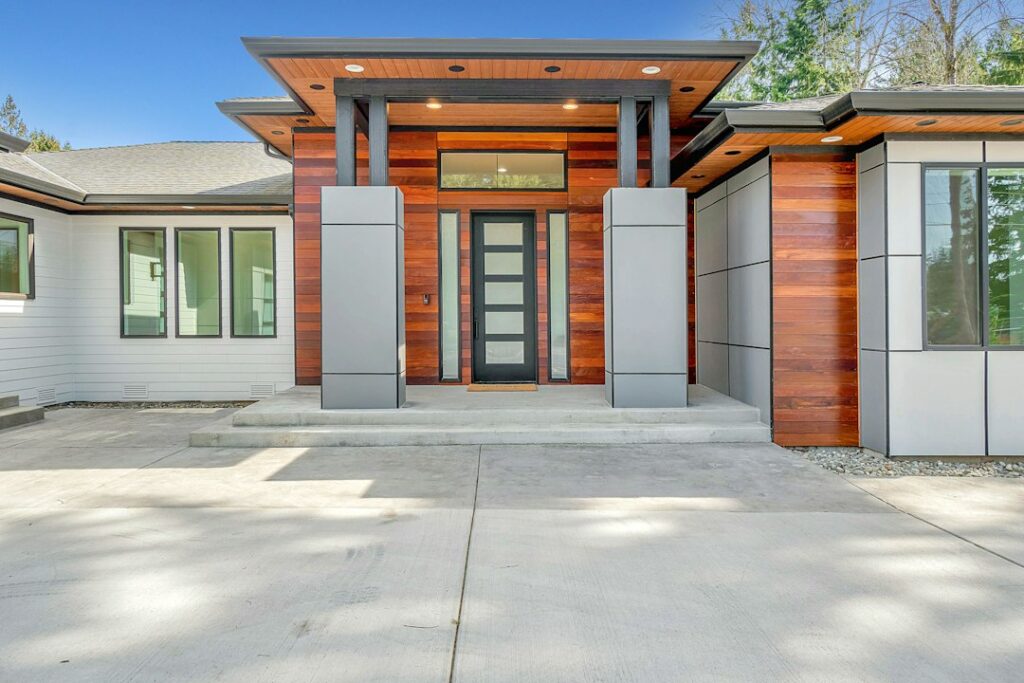 Modern luxury home entrance representing premium steel door applications